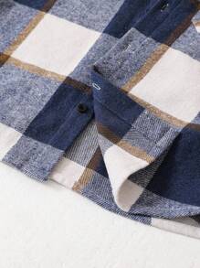 SHEIN 1 件青少年男孩休闲运动学院连帽衬衫夹克，带学院格子，适合返校，适合生日派对、晚会、表演、婚礼、洗礼、开幕式，适合日常穿着，适合上学，适合旅行，适合运动，适合春、秋、冬季 - 藍色 - 查看 5