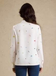 Briarwyn Áo sơ mi dài tay họa tiết hoa nhí phong cách cổ điển dành cho nữ, phù hợp cho đi làm, đi nghỉ mát, mùa xuân/thu, đi học, trang phục công sở, quần áo mùa thu, áo kiểu mùa thu. - trắng - Xem 9