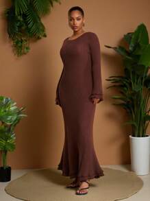 Veslaya Nuevas llegadas de otoño e invierno, ropa de mujer de otoño/invierno, Halloween, vestido de punto para mujer, vestidos de cumpleaños para mujer - Marrón - Ver 7