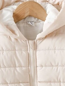 SHEIN 女婴保暖休闲可爱保暖连帽拉链长袖连体衣，冬季宝宝连体衣，新生儿秋季冬装