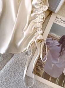 GlowEve Women Solid Color Simple Daily Tied Strap Camisole - Apricot - View 4