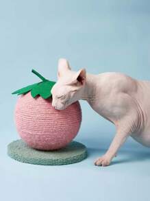 PETSIN 1 件 EcoPaws 耐用黄麻绳猫抓板，水果剑麻球设计，互动声控玩具，天然材质，安全不掉毛，适合猫咪 - 彩色 - 查看 3