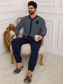 DAZY Cardigan multicolore, set da uomo per il tempo libero, pigiama autunnale - Multicolore - Visualizzare 6