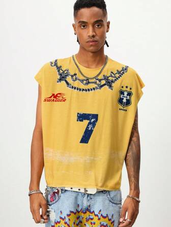 Prep Men's College Letter Basketball Sleeveless Tank Top