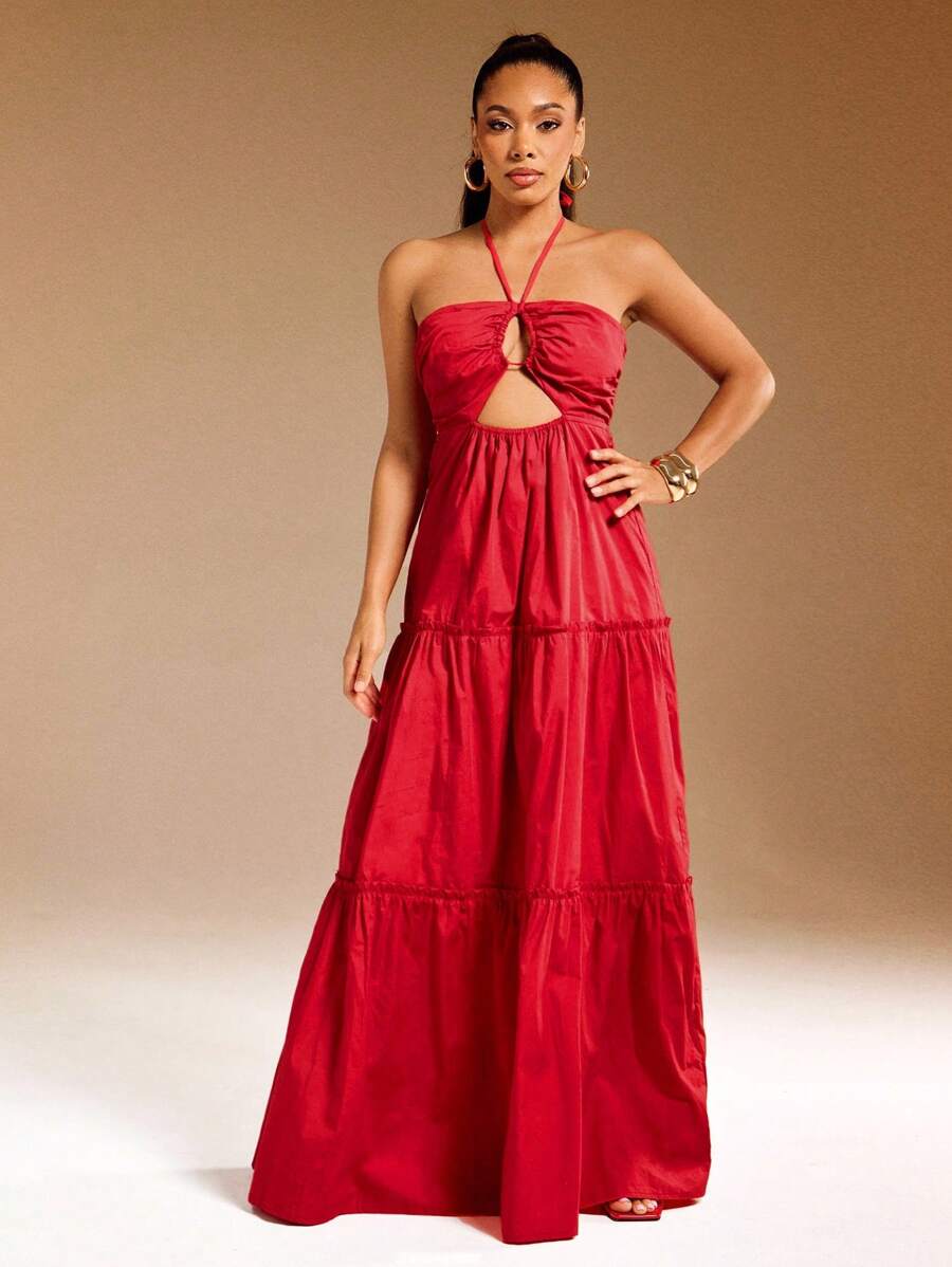 Vixey CHALLIS 系带印花超长连衣裙