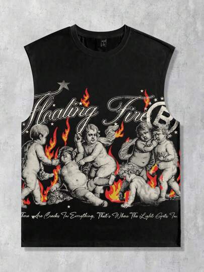 Street Life Canotta smanicata minimalista con stampa, estiva, da uomo