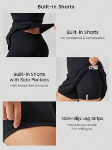 GLOWMODE FeatherFit™-Air Peekaboo V-Neck U-Back Plus Dress Tác động thấp Yoga hàng ngày - màu đen - Xem 4
