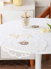 1/4pcs Polyester Embroidered Placemats For Kitchen, Dining Room, Table Decoration, Heat Insulation, Anti-Scratch, Anti-Dust, Suitable For Wedding, Party, Gift, Birthday, Christmas - White - View 6