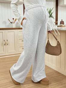 SHEIN Jesienne i zimowe damskie ubrania zimowe Ciążowe, swobodne, termiczne spodnie dresowe z podszewką, odpowiednie na jesień/zimę Szerokie spodnie dresowe Wygodne spodnie Dwuczęściowy zestaw damski Wygodne długie spodnie dresowe dla kobiet Rozszerzane spodnie dresowe