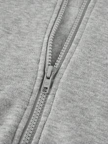 SHEIN 青少年女孩落肩拉链连帽衫和吊带连衣裙返校装，休闲装 - 灰色 - 查看 4