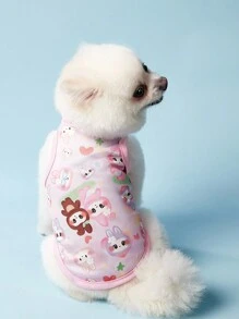 PETSIN 2 件套宠物通用兔子可爱卡通印花时尚休闲舒适透气狗狗背心 - 彩色 - 查看 3