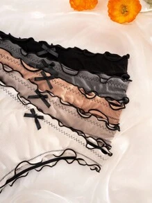 PetitDoll Quần lót liền mạch có viền nơ tương phản sóng 5 chiếc/gói - Nhiều màu - Xem 8