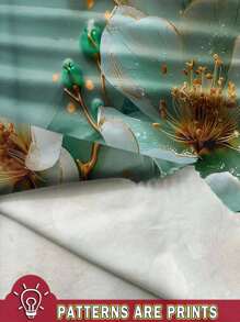 EMERY ROSE 大码女式休闲印花V领蕾丝边吊带背心套装，适合度假，大码夏季服装绿色印花蕾丝吊带背心，适合外出 - 彩色 - 查看 3