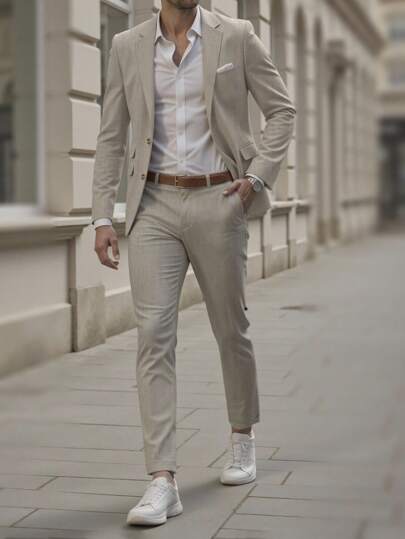 Manfinity Bizformal Traje casual de hombre con chaqueta y pantalones de unicolor