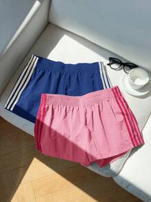 Comfortcana 2件套女士撞色腰带短裤，夏季
