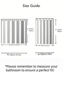 SHEIN 1PC Floral Shower Curtain - Black & White Modern Botanical Print, Waterproof Polyester Fabric With Rust-Resistant Grommets, Machine Washable Bathroom Decor - Luxury Spa Style, Hotel Inspired, Woven Textured Design For Bath & Shower