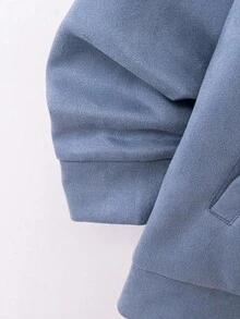 SHEIN Teen Boys' Casual Comfortable Versatile Solid Color Collar Jacket, Suitable For Autumn And Winter Fall - Blue - View 5