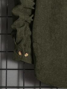 Manfinity VCAY Bộ 2 món áo và quần dài tay tối giản cài nút phía trước màu trơn dành cho nam, trang phục mùa thu, trang phục ấm áp - xanh quân đội - Xem 6