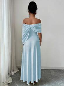 Selianne Váy Maxi thắt eo họa tiết hoa 3D thanh lịch mới dành cho nữ - Màu xanh nhạt - Xem 2