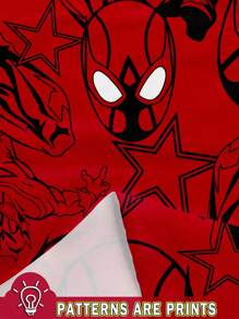 SHEIN Baby Boy Casual Loose Comfortable Spider Graphic Soft Knit Hoodie Sweatshirt, Suitable For Autumn/Winter