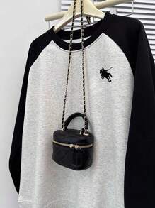 SHEIN Women's Casual Round Neck Sweatshirt With Knight Embroidery Design Pullover Fall