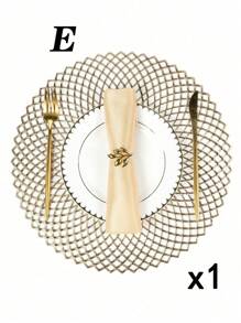 SHEIN 1件/4件/6件/8件圆形镂空烫金PVC隔热防滑垫，酒店餐厅装饰隔热餐垫 - 彩色 - 查看 20