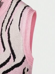 STEELVANCE Herren Lässiger Alltags Kontrast Farbiger Rundhals Pullunder Rosa Pullunder Herren Rosa Strick Pullunder Rosa Grafik Pullunder Herren Rosa Pullunder Rosa Ärmellos Pullover Schulanfang Alltäglicher Komfort Dicker Grafik Schwarz OVERSIZED College - Pink - Übersicht 5