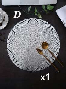 SHEIN 1件/4件/6件/8件圆形镂空烫金PVC隔热防滑垫，酒店餐厅装饰隔热餐垫 - 彩色 - 查看 18