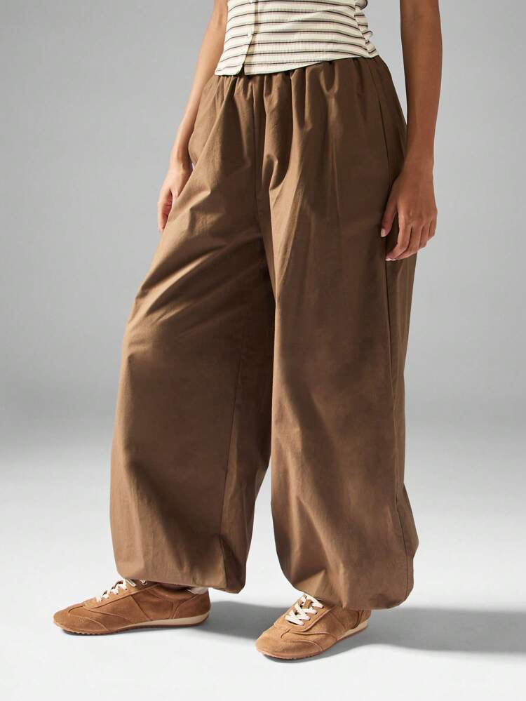 MISSGUIDED Wide Leg Palazzo Summer Pants With Elastic Waist For Beach Resort Vacation Boho Style Weekend Casual Holiday Festival Cotton Linen Feel Balloon Trouser With Cuffed Hem