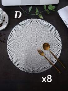 SHEIN 1件/4件/6件/8件圆形镂空烫金PVC隔热防滑垫，酒店餐厅装饰隔热餐垫 - 彩色 - 查看 17