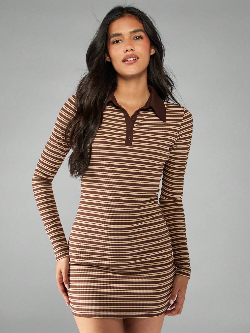 striped bodycon dress long sleeve Women'S Striped V Neck Sweater Dress Long Sleeve Bodycon Midi Dresses L