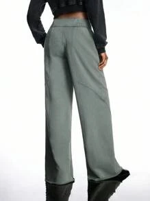 LYSMO 2025 极简主义女士时尚系列，大胆前卫的纯色宽松休闲拼接运动裤/女士冬季/圣诞节/女士圣诞节/新年/女士新年/新年/女士新年/女士感恩节/沙滩裤/毕业季/返校季/女士时尚裤装/女士时尚裤装 - 綠色 - 查看 2