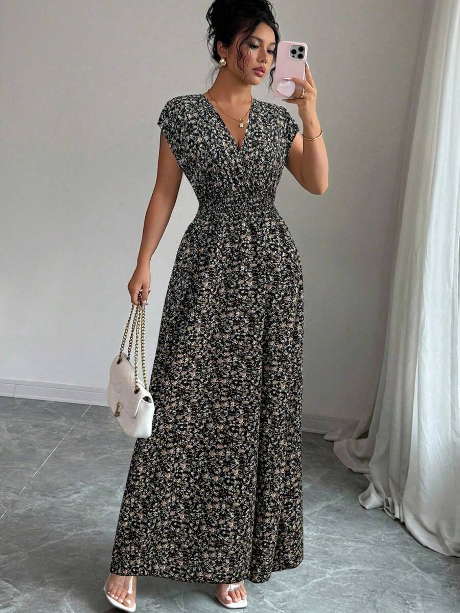 Elenzga 优雅碎花束腰连衣裙，夏季 - 彩色 - 查看 1