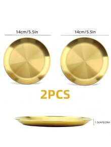 1/2pcs Stainless Steel Gold Dessert Coffee Tray, Western Food Plate, Pizza Plate, Dining Plate - Suitable For Food, Coffee, Breakfast, Tea. Gold Food Tray & Decorative Tray For Birthday, Pride Month Party, Thanksgiving, Halloween, Easter, Christmas Party Supplies (Gold) - Gold - View 20