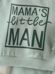 Loomiva 2 件套男婴字母图案针织柔软圆领长袖运动衫和松紧腰裤套装 - 杏色 - 查看 5