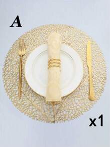 SHEIN 1件/4件/6件/8件圆形镂空烫金PVC隔热防滑垫，酒店餐厅装饰隔热餐垫 - 彩色 - 查看 29