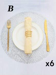 SHEIN 1件/4件/6件/8件圆形镂空烫金PVC隔热防滑垫，酒店餐厅装饰隔热餐垫 - 彩色 - 查看 26