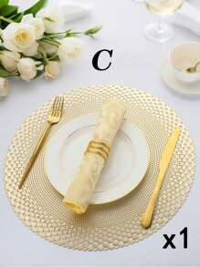 SHEIN 1件/4件/6件/8件圆形镂空烫金PVC隔热防滑垫，酒店餐厅装饰隔热餐垫 - 彩色 - 查看 27