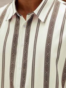 ResortEase Plus Size Men's Casual Striped Shirt And Shorts Set