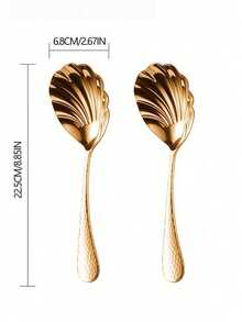 1pc/2pcs Gold Serving Spoons, 18/10 Stainless Steel Thickened Scoops, Mixing Spoons, Rice Spoons, Soup Spoons, Home & Public Use Serving Ladles - Multicolor - View 11