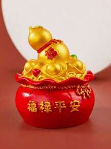 1 件树脂聚宝盆和钱袋形状装饰品，适合新年和蛋糕，生日最佳礼物