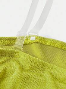 青少年女孩合身休闲简约舒适无袖不对称下摆背心 - 青檸色 - 查看 3