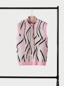 STEELVANCE Herren Lässiger Alltags Kontrast Farbiger Rundhals Pullunder Rosa Pullunder Herren Rosa Strick Pullunder Rosa Grafik Pullunder Herren Rosa Pullunder Rosa Ärmellos Pullover Schulanfang Alltäglicher Komfort Dicker Grafik Schwarz OVERSIZED College - Pink - Übersicht 3