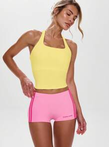 Musera Sport 露背绑带上衣，适合活跃健身，适合 Gympadel、网球、Pickleball 健身 - 黃色 - 查看 1