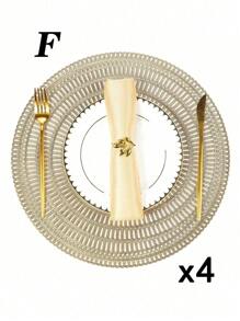 SHEIN 1件/4件/6件/8件圆形镂空烫金PVC隔热防滑垫，酒店餐厅装饰隔热餐垫 - 彩色 - 查看 28