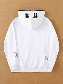 SHEIN Gray Casual Zip-Up Stand Collar Long Sleeve Sweatshirt For Teenage Boys Chic Outfits For Autumn/Winter - White - View 2