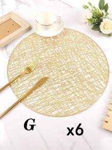 SHEIN 1件/4件/6件/8件圆形镂空烫金PVC隔热防滑垫，酒店餐厅装饰隔热餐垫 - 彩色 - 查看 23
