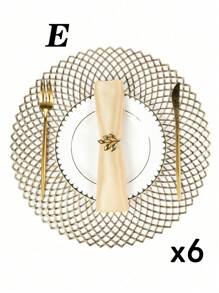 SHEIN 1件/4件/6件/8件圆形镂空烫金PVC隔热防滑垫，酒店餐厅装饰隔热餐垫 - 彩色 - 查看 19