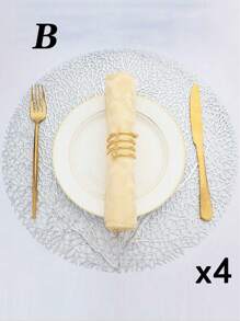 SHEIN 1件/4件/6件/8件圆形镂空烫金PVC隔热防滑垫，酒店餐厅装饰隔热餐垫 - 彩色 - 查看 31