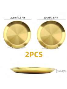 1/2pcs Stainless Steel Gold Dessert Coffee Tray, Western Food Plate, Pizza Plate, Dining Plate - Suitable For Food, Coffee, Breakfast, Tea. Gold Food Tray & Decorative Tray For Birthday, Pride Month Party, Thanksgiving, Halloween, Easter, Christmas Party Supplies (Gold) - Gold - View 13